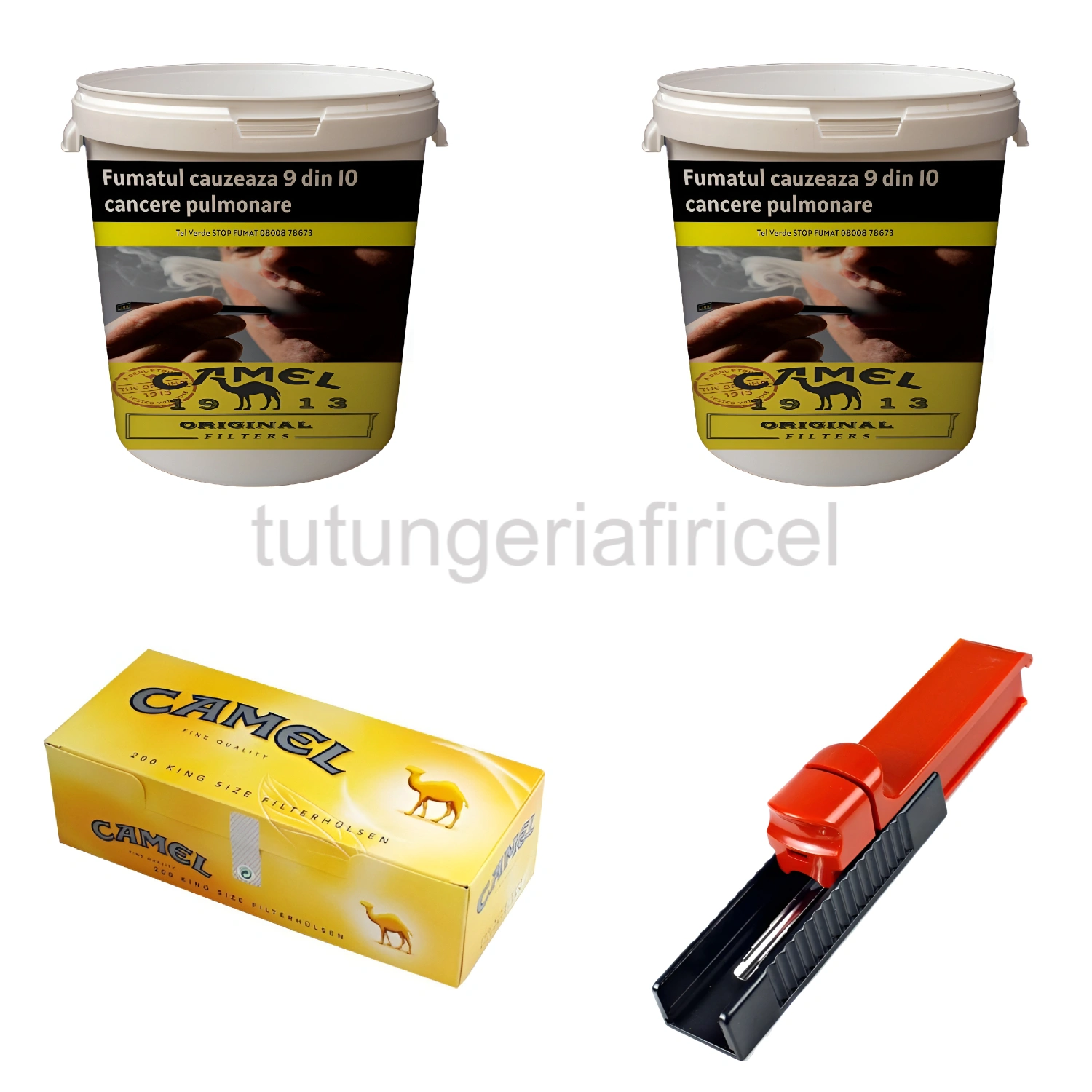 2 X Tutun Camel la Găleată Firicel 0.1 + Aparat de Facut Țigări + Tuburi Țigări Camel 200 Buc — Oferte